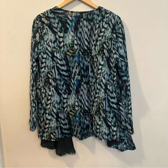 Chico’s Leaf-Print Mesh Cardigan and Matching Tank Set Size Medium Open Front - Picture 3 of 12